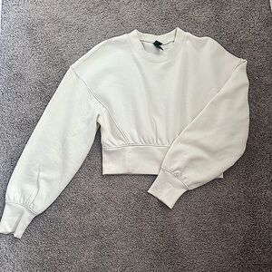 Cream Cropped Active Crewneck